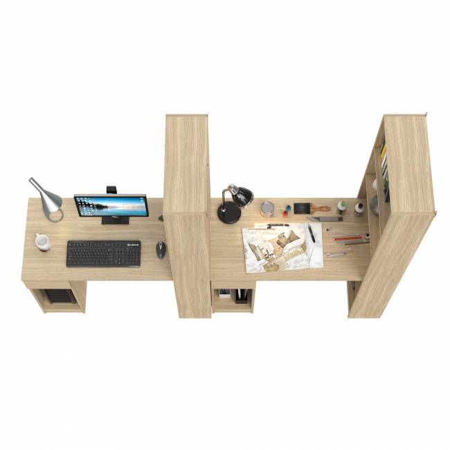 Комбинированные шкафы Лайт 10.01 с письменными столами с ящиком цвет плэйн