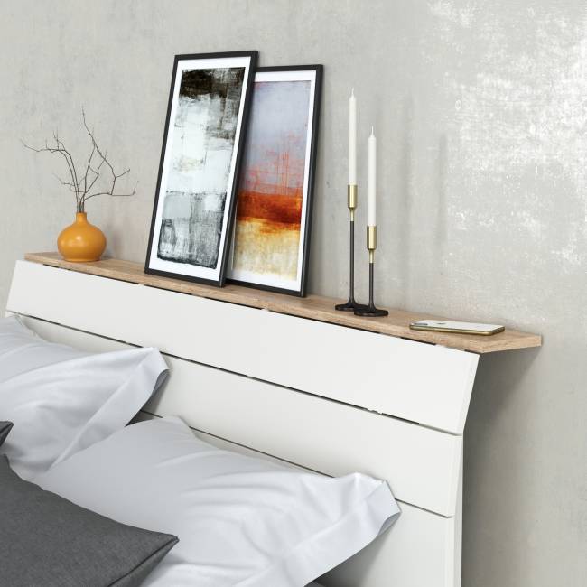 Две прикроватных тумбочки и кровать с основанием 1600 Муссон 11.41 цвет белый/дуб эндгрейн элегантный Две прикроватных тумбочки и кровать с основанием 1600 Муссон 11.41 цвет белый/дуб эндгрейн элегантный