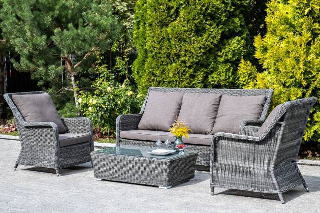 "Гляссе" диван трехместный из искусственного ротанга, цвет графит "Гляссе" диван трехместный из искусственного ротанга, цвет графит