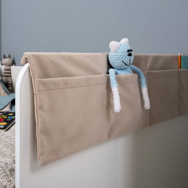 Накладка-карман для кроватей Джастин ткань серо-бежевая