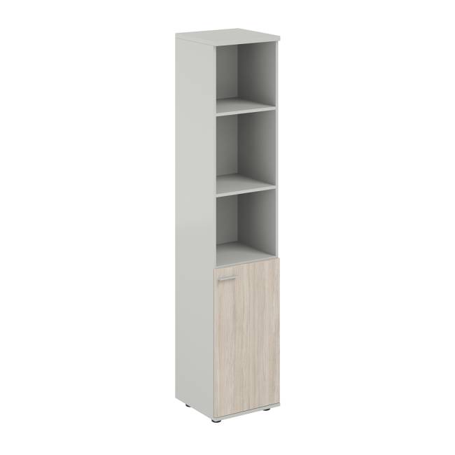 SG.852.SH.OL.R / Шкаф высокий полуоткрытый 400х400х1955, з.ст ЛДСП 16 мм, правый / корпус: серый бархат; фасады: дуб светлый