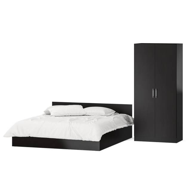 Кровать двуспальная 1800 со шкафом для одежды 2-х створчатым Стандарт цвет венге Кровать двуспальная 1800 со шкафом для одежды 2-х створчатым Стандарт цвет венге